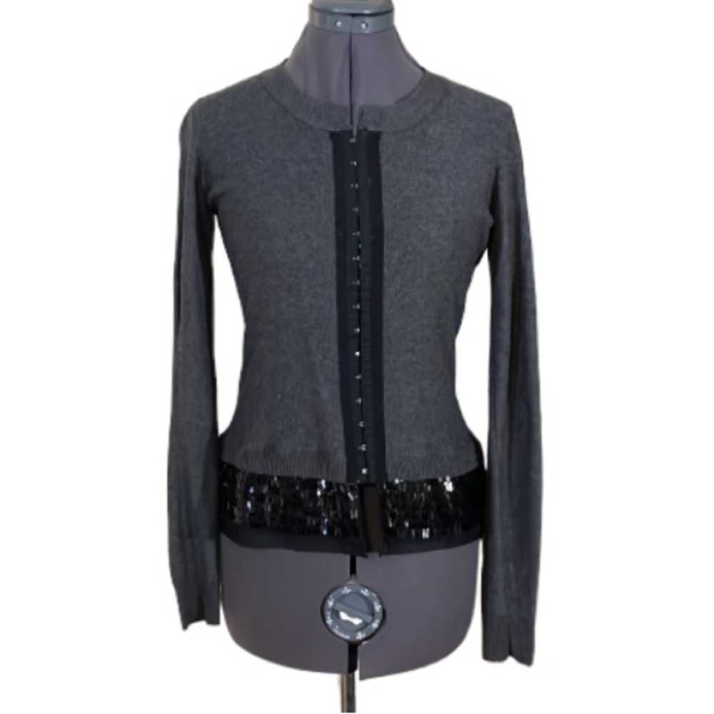 2/$30 Simply Vera Vera Wang Grey Sequinned Cardigan Sweater Size XS